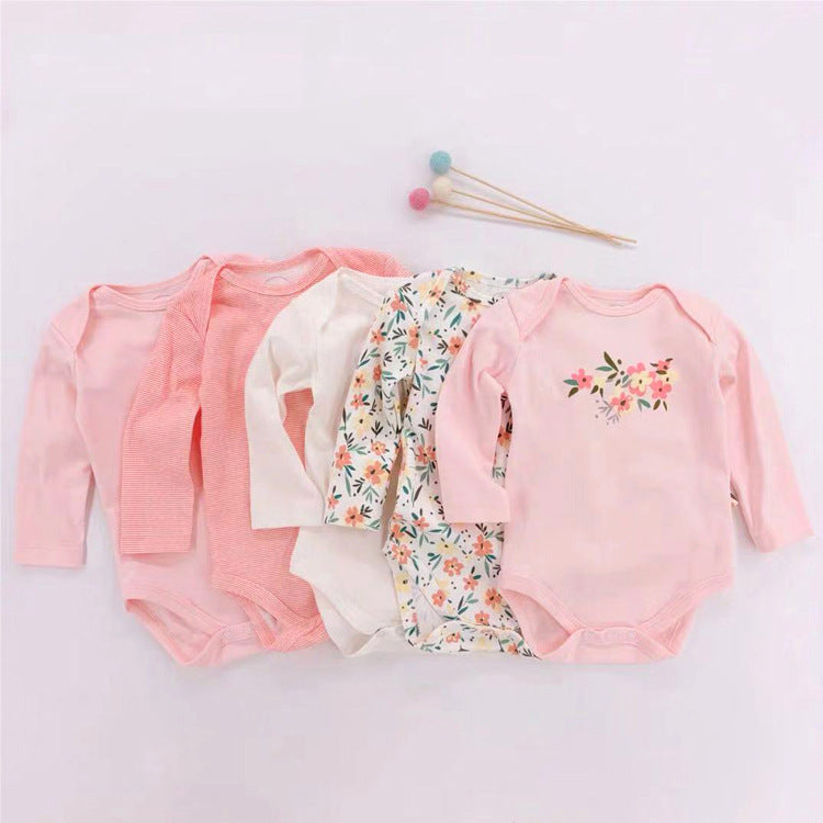Children's Clothing Infant Rompers Long Sleeve Mixed Color Triangle Jumpsuit, Climbing Suit