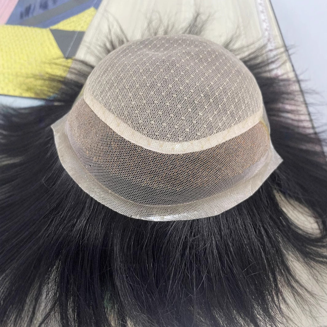 Men's Biological Scalp Edge Blank Bald Hair Replacement Block Can Be Wig