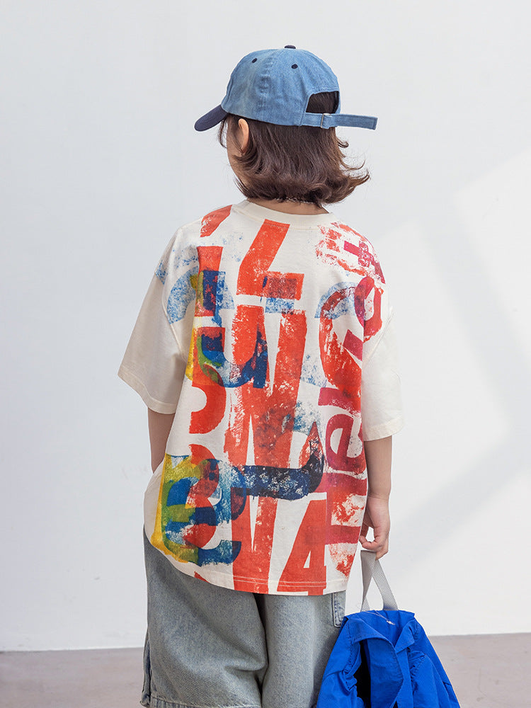 Children's Cotton Coat Boys Middle Big Half Children's T-shirt