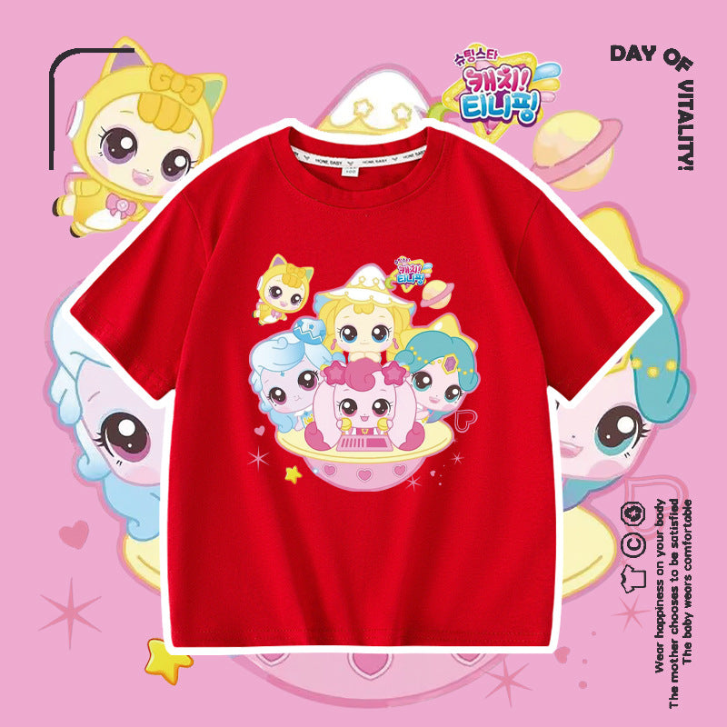 Wonderful Love Cute Short Sleeve Summer Fashionable Round Neck Cotton Children's T-shirt