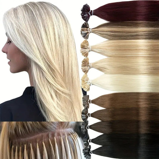 New Human Hair Foaming White Extension Long Straight Wig