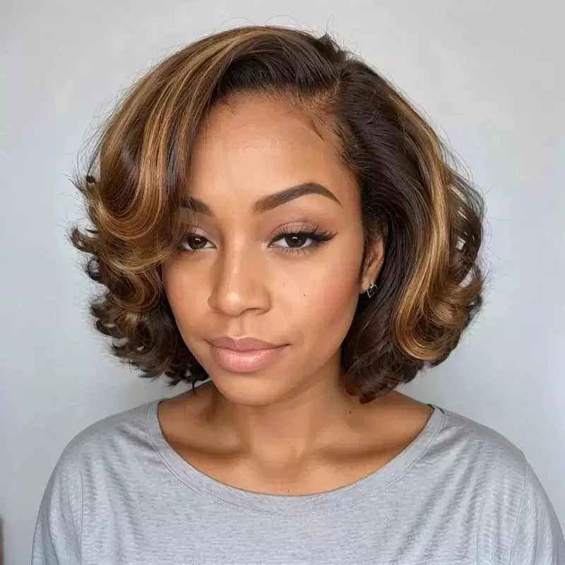 Split Bangs Fashion Front Lace Chemical Wig Short Curly Hair