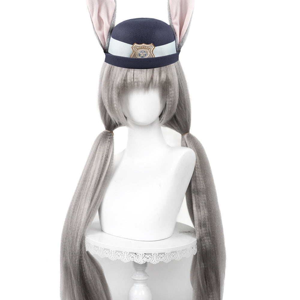 Xian Judy Mixed Sier Gray Double Twist Cos Wig