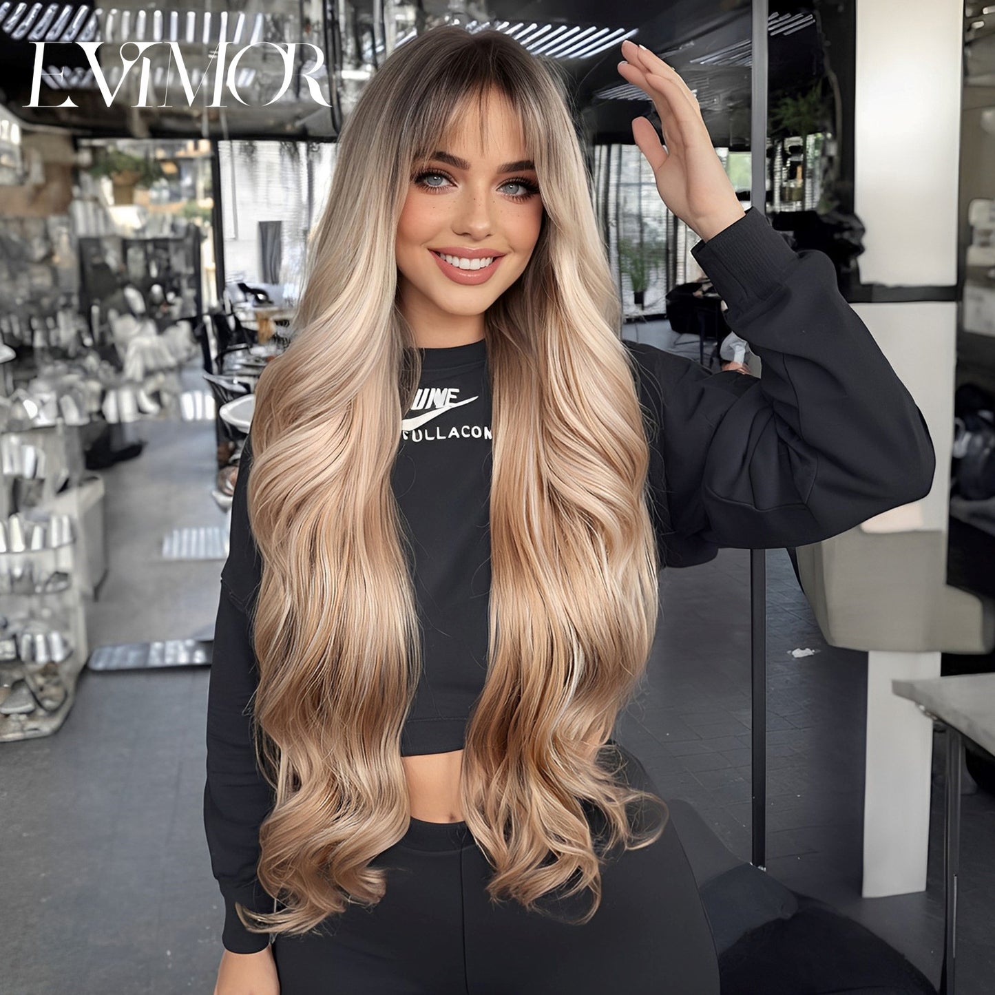 Big Wave Curly Hair Gradient Brown Wig Long Curls