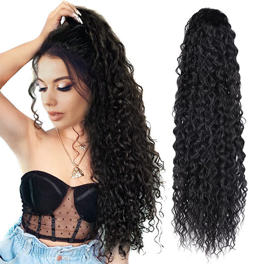 Drawstring Length Instant Noodle Curls Simulation Matte Wig Ponytail