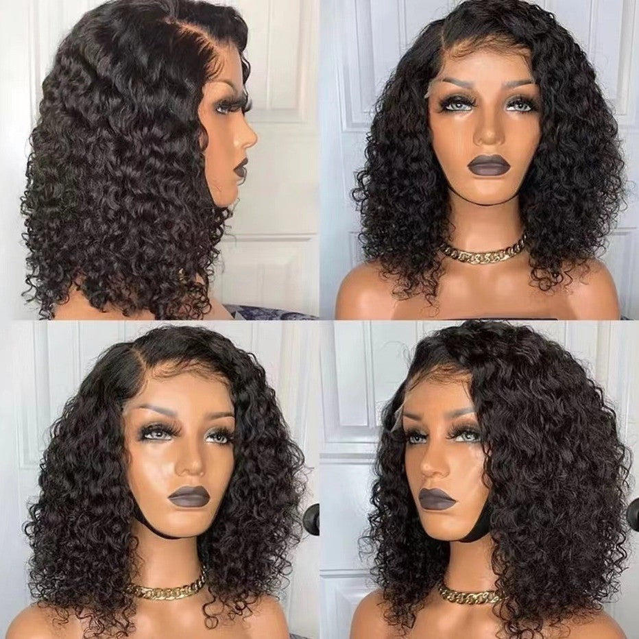 Women's Front Lace Curly Hair African Small Wig Long Curls