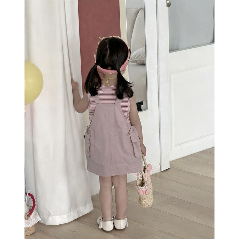 Children's Summer Clothing Sleeveless Striped Vest Suspender Skirt Children's Suit
