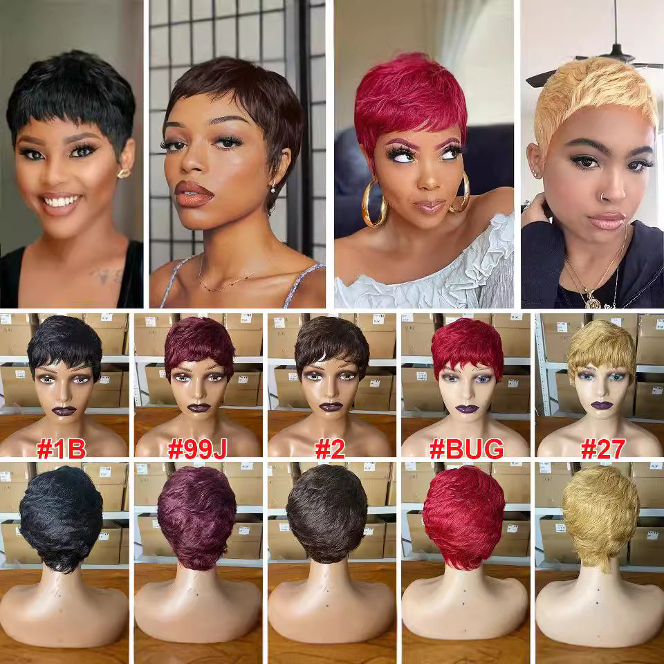 Attractive Casual Graceful Trendy Elf Human Wig Short Curly Hair