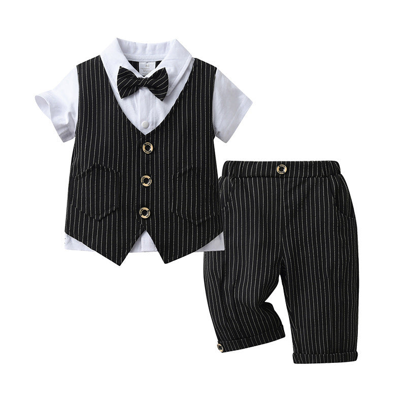 Children's Set Boy Summer Clothing Short Sleeve Gentleman Children's Suit