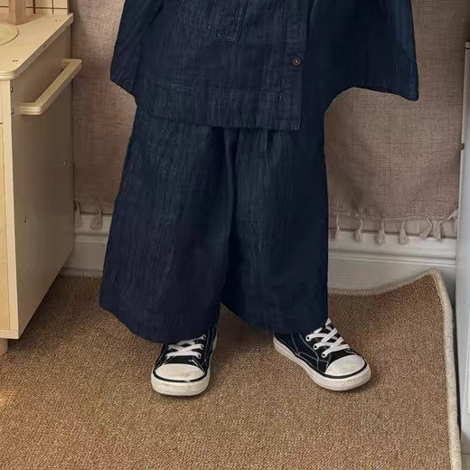 Children's Stylish Korean Mori Denim Shirt Jacket Children's Suit