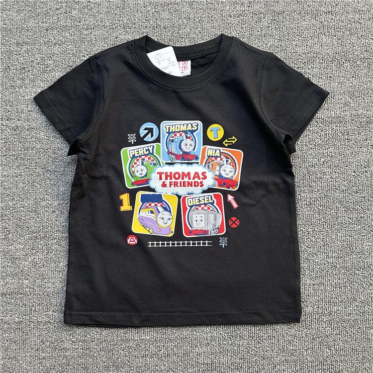 Children's Cartoon Thomas Game Pack Series Summer Short Sleeve Can Children's T-shirt