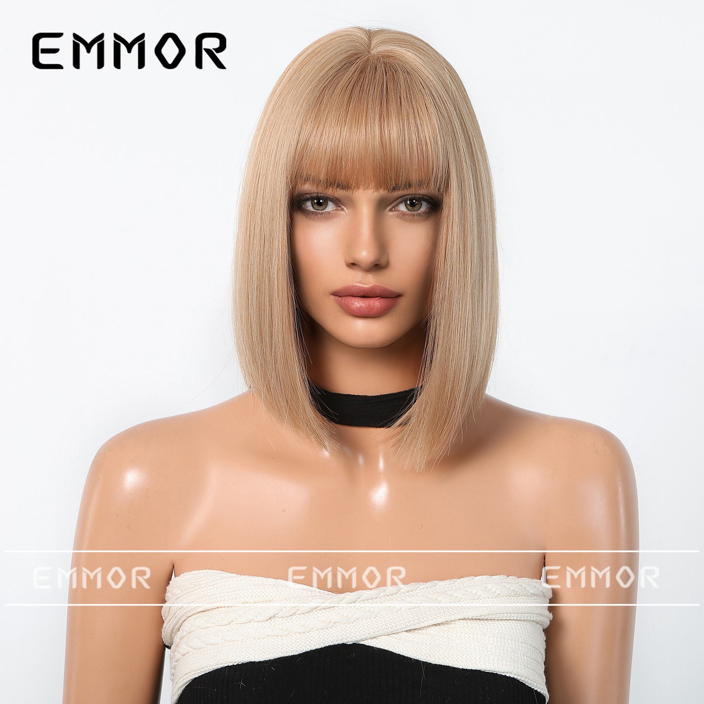 Champagne Brown Younger Fashion Head Natural Wig Short Straight Hair