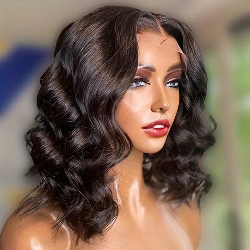 Women's Fashion Forehead Lace Big Wave Medium Wig Short Curly Hair