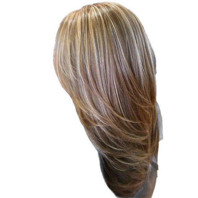 Women's Hair Mixed Color Gradient Gray White Female Long Straight Wig