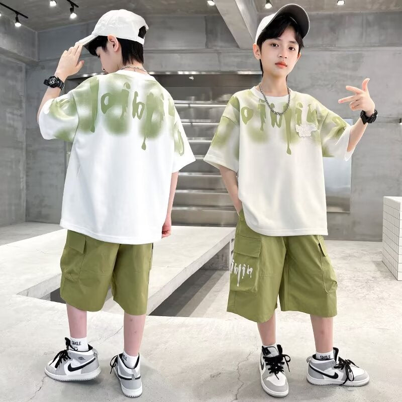 Children's Boy Thin Type Loose Half Sleeve Children's Suit