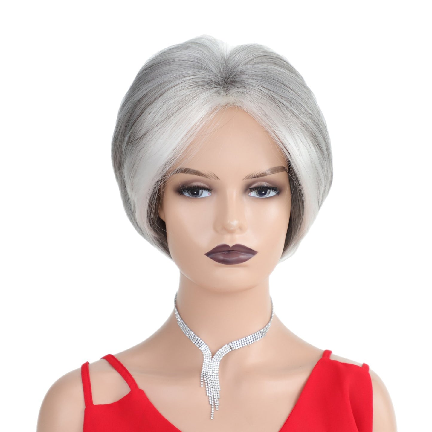 Gray Highlight Wave Synthetic Wigs One Wig Short Straight Hair