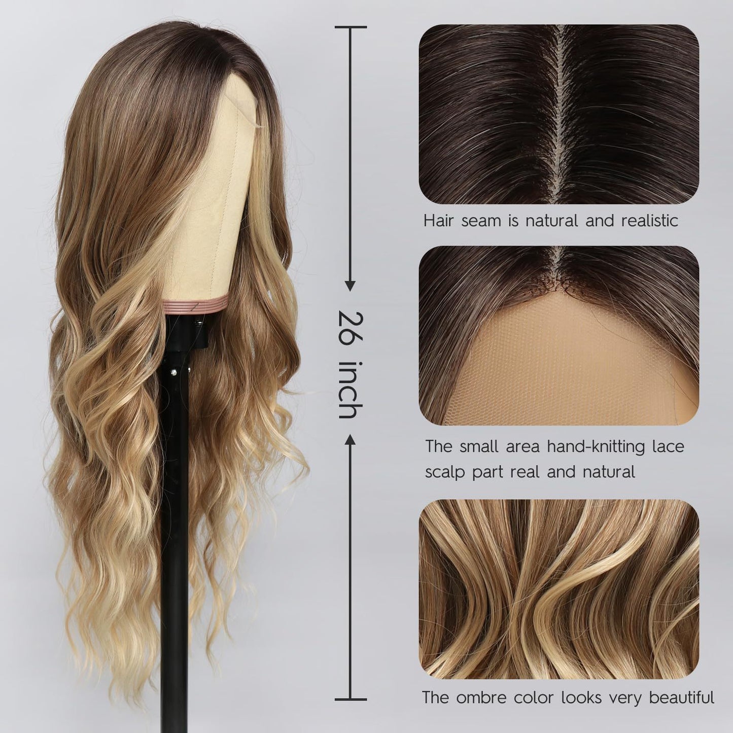 Female Golden Forehead Lace Medium Big Wave Wig Long Curls