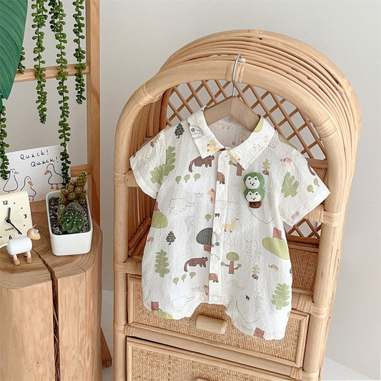 Summer Born Clothes Thin Short Sleeve Rompers Class Nordic Boy's Jumpsuit, Climbing Suit