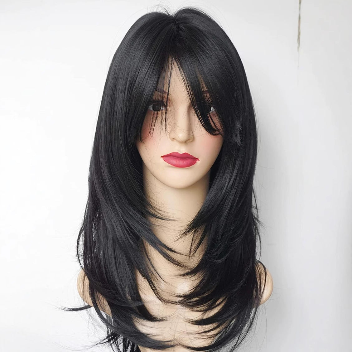 Women's Fashion Synthetic Wigs Brown Straight Hair Wig Long Curls