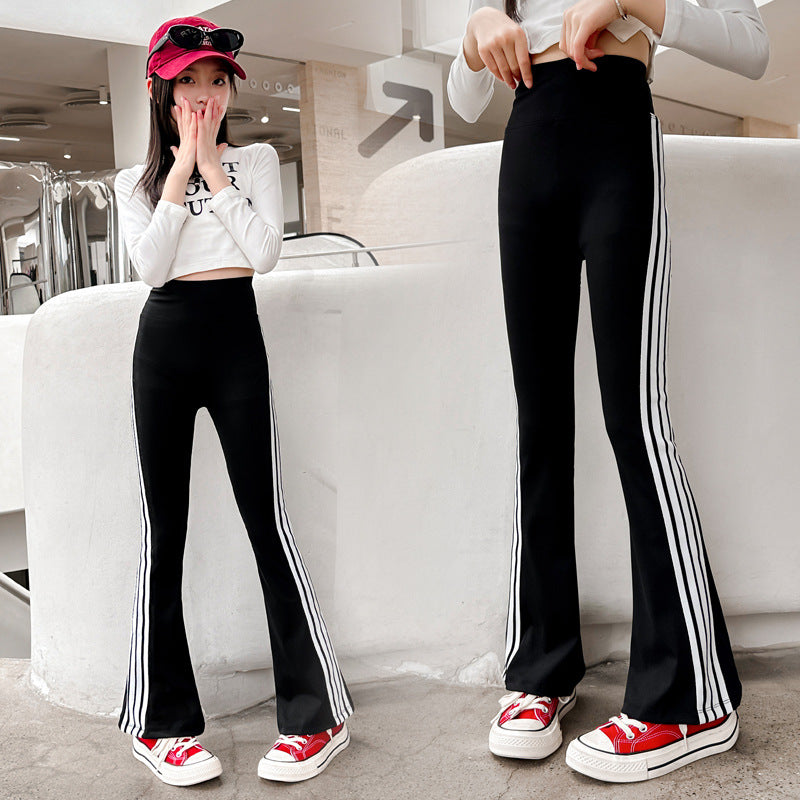 Children's Thin Western Style Fashion Clothing Big Yoga Bottoming Bell-bottom Children's Pants