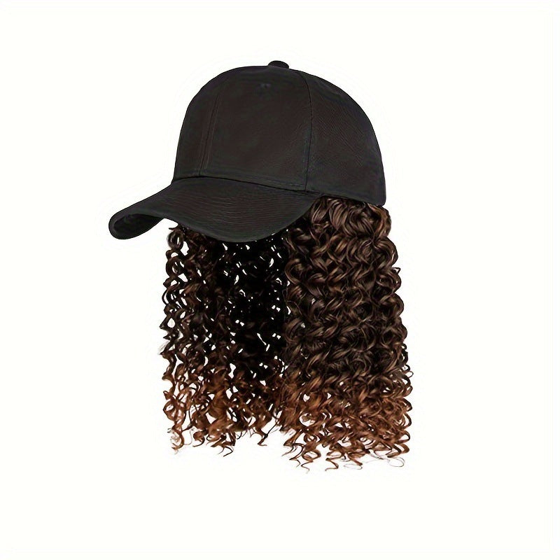African Long Black Baseball Cap Integrated Screw Wig Short Curly Hair