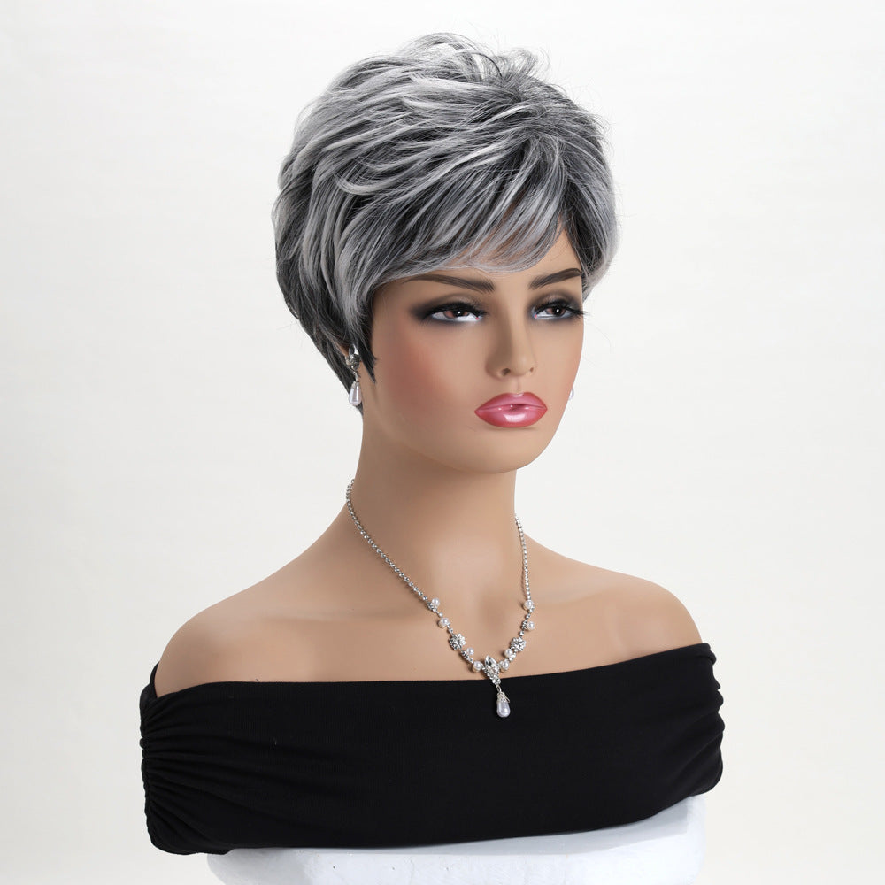 Women's Fashion Realistic Head Cover Side Bangs Wig Short Curly Hair