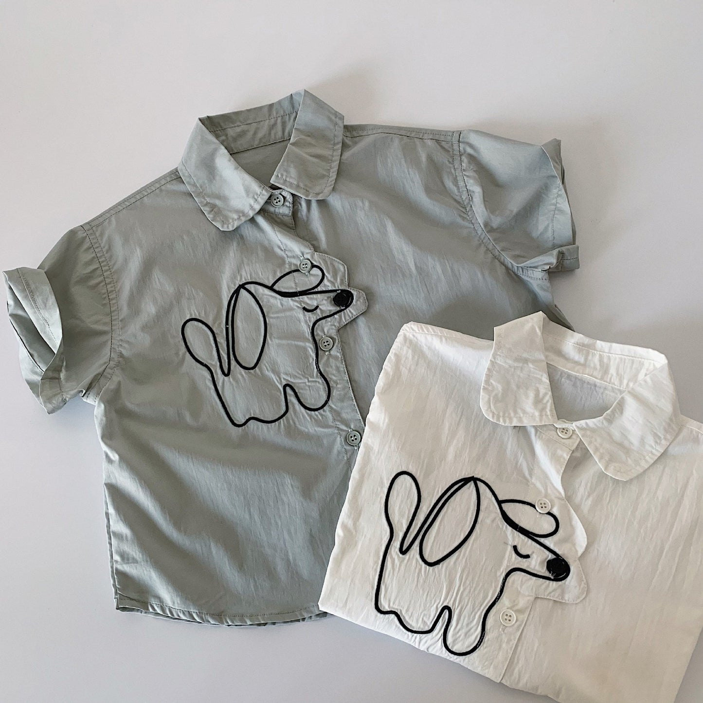 Children's Sleeve Summer Embroidered Puppy Fashionable Clothing Children's Shirt