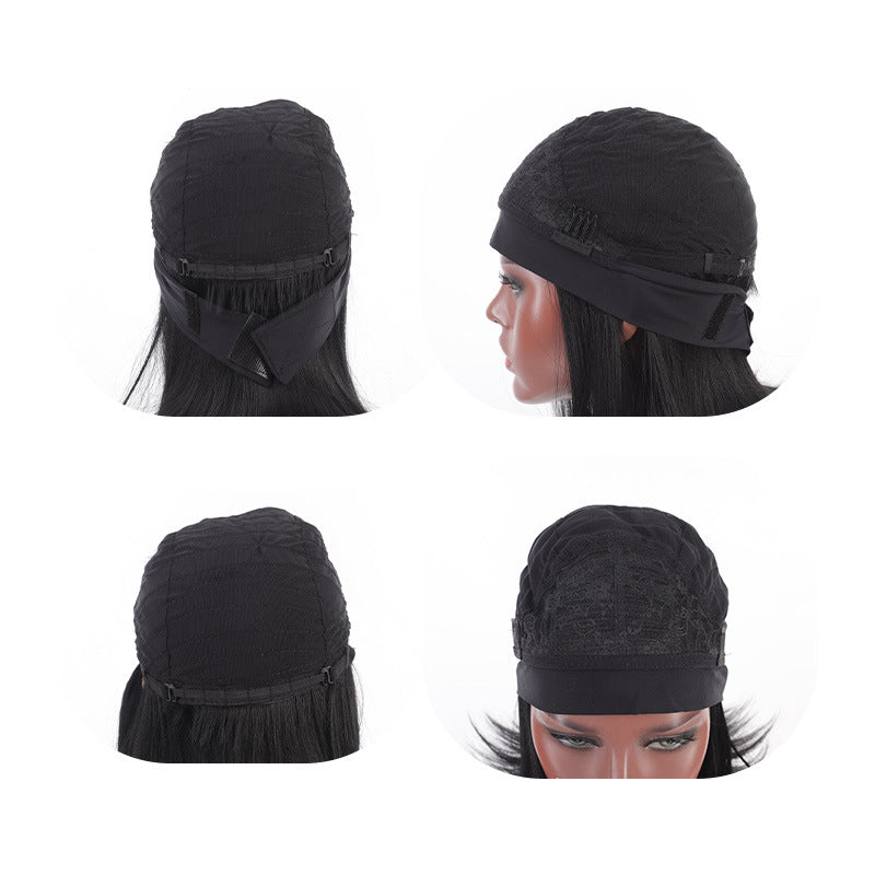 Women's Long Inner Buckle Headband Fashion Natural Daily Wig Short Straight Hair