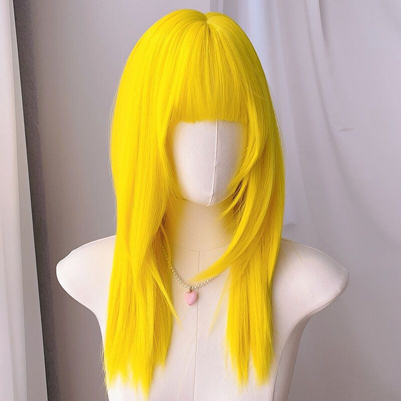 Female Bangs Level Mid-length Fashion Trendy Head Shape Simulation Full Wig Short Straight Hair