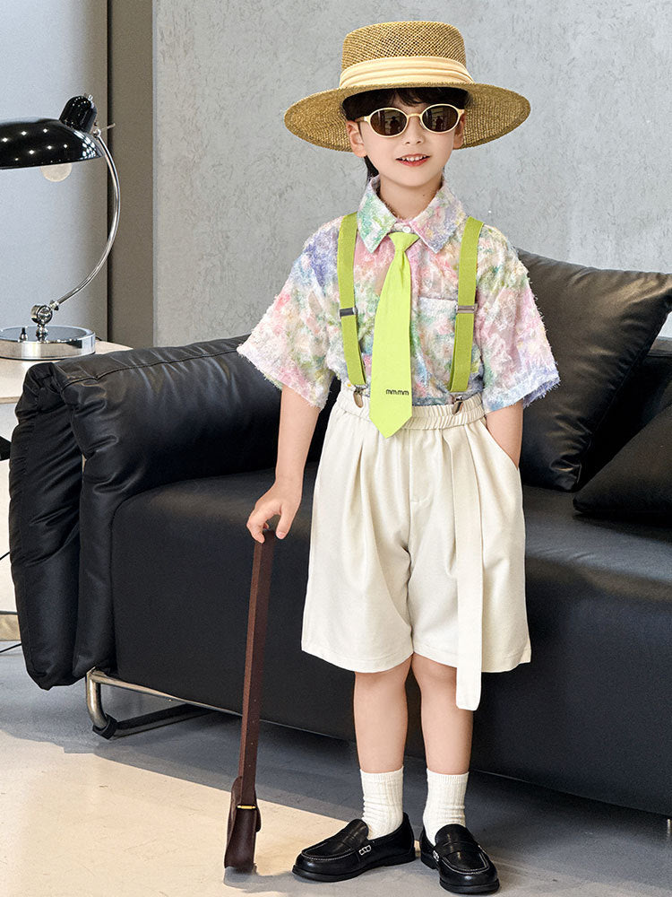 Summer Boys Suspender Suit Beach Kindergarten Performance Children's Shirt