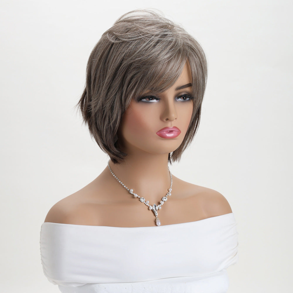 Pretty Women's Fashionable Realistic Fiber Plaid Wig Short Curly Hair