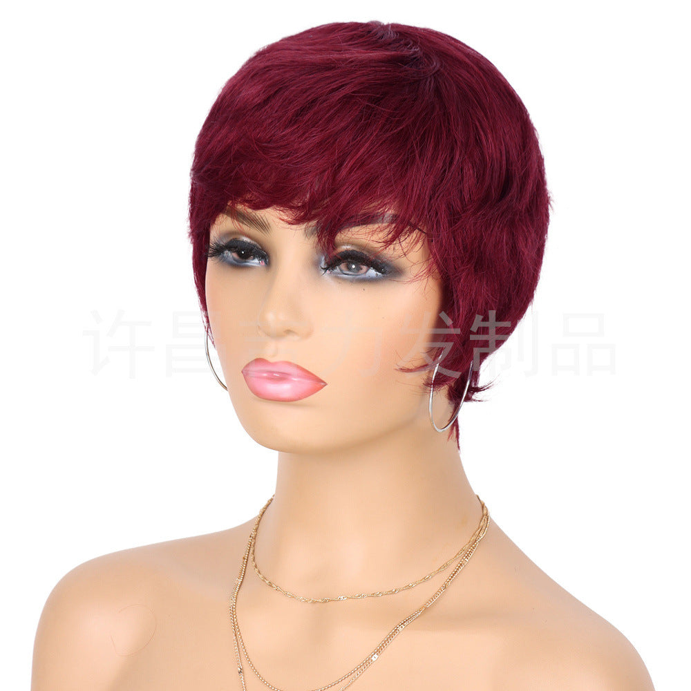 Graceful Trendy Mechanism Human Elf Short Real Hair Wig