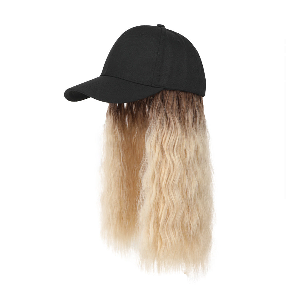 Women's Hat Cm Baseball Cap Hooded Integrated Wig Short Curly Hair