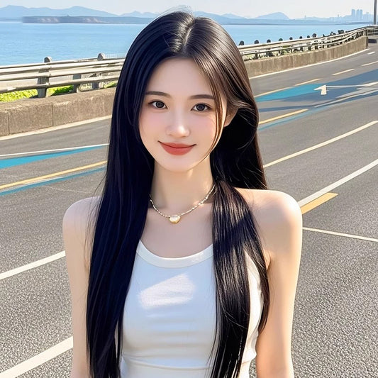 Women's Hair Lace Needle Delivery Atmosphere Increase Volume Cover Gray Casual Long Straight Wig