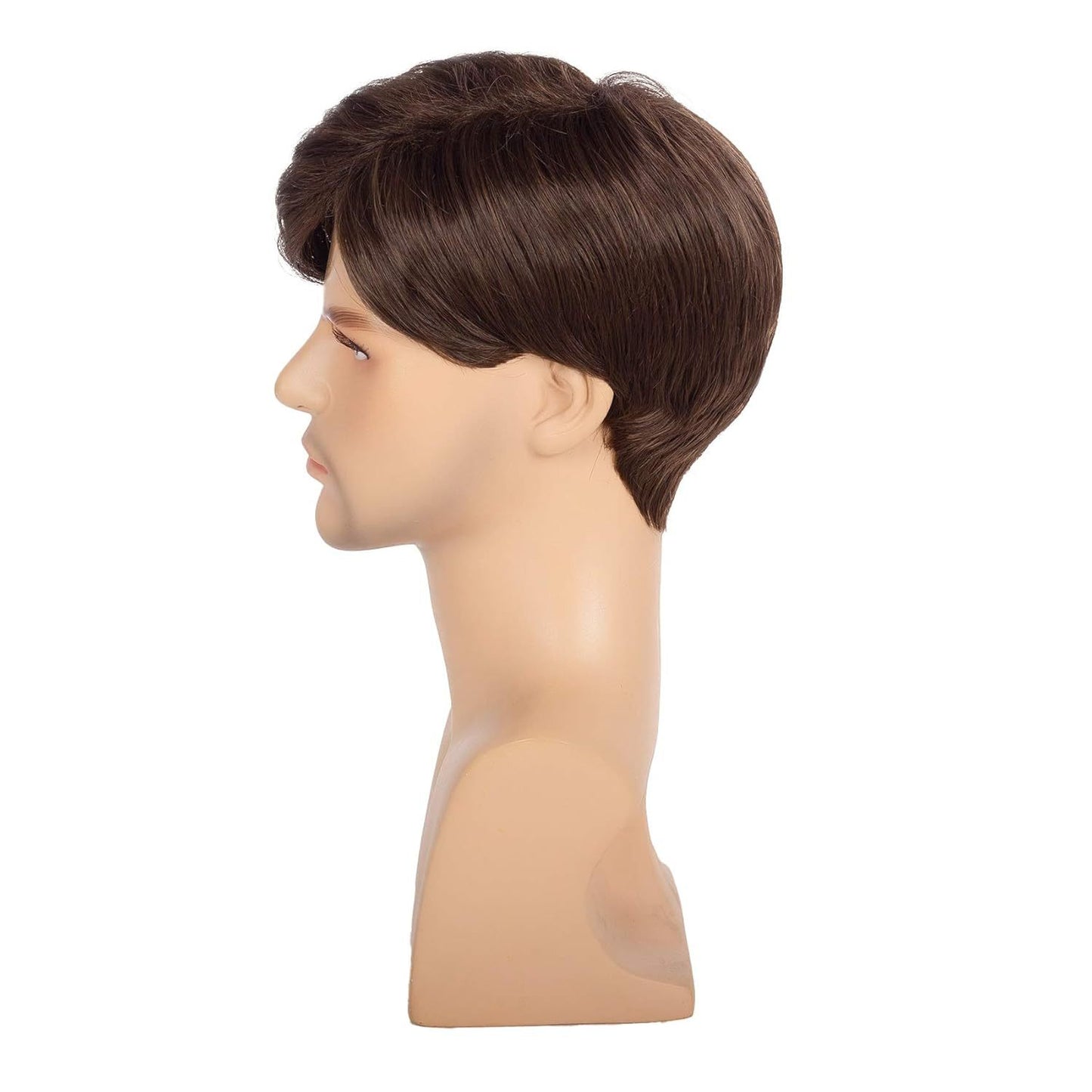 Men's Brown Partial Short Straight Hair Synthetic Men's Wig