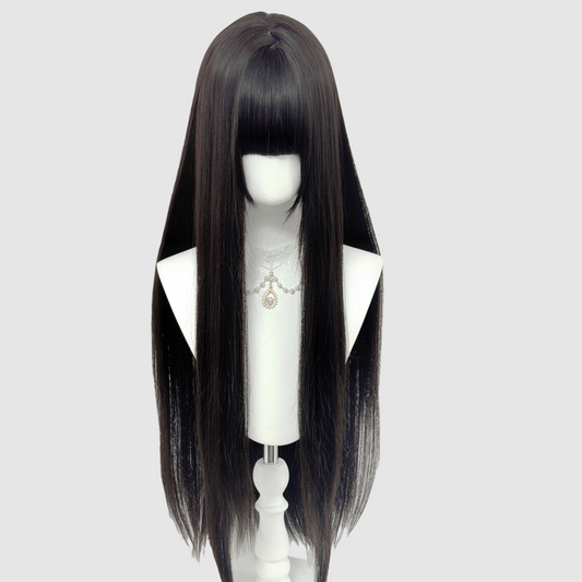 Style Female Extended Version Universal Black Long Straight Wig