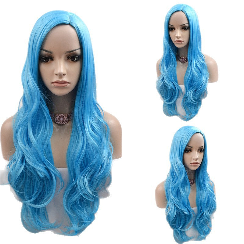 Curly Hair Fluffy Big Wave Temperament Face Repair Fiber Colorful Wig Long Curls