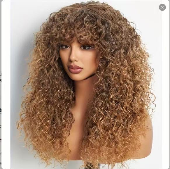 Front Lace Sheath African Small Roll Wig Long Curls