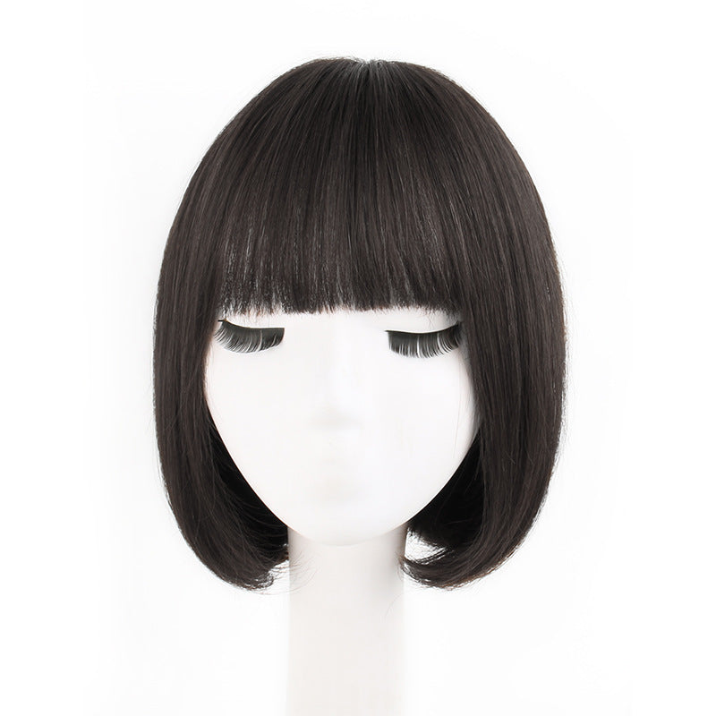 Buckle Repairing Face Skin Medium Long Real Hair Wig