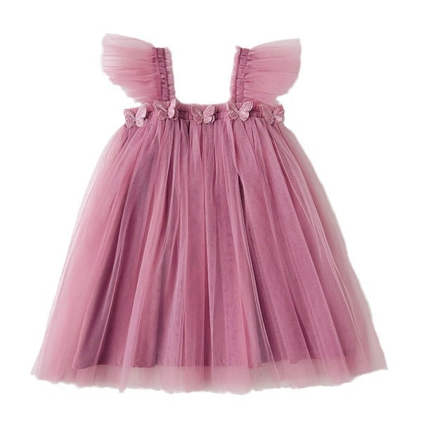 Sweet Chiffon Skirt Summer Flounced Sleeve Tube Top Princess Children's Dress