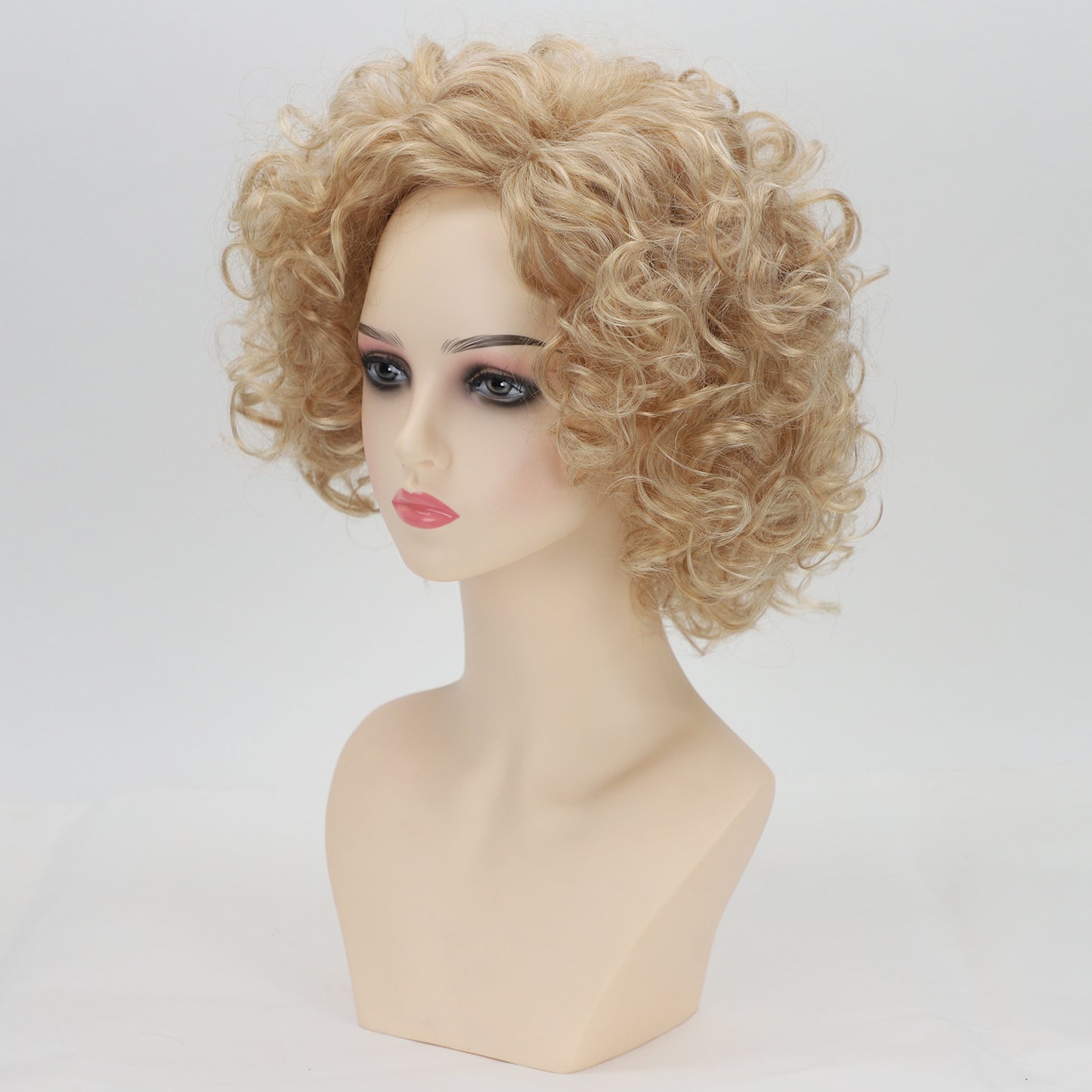 Fashion Elegant Golden Small Synthetic Wigs Wig Short Curly Hair