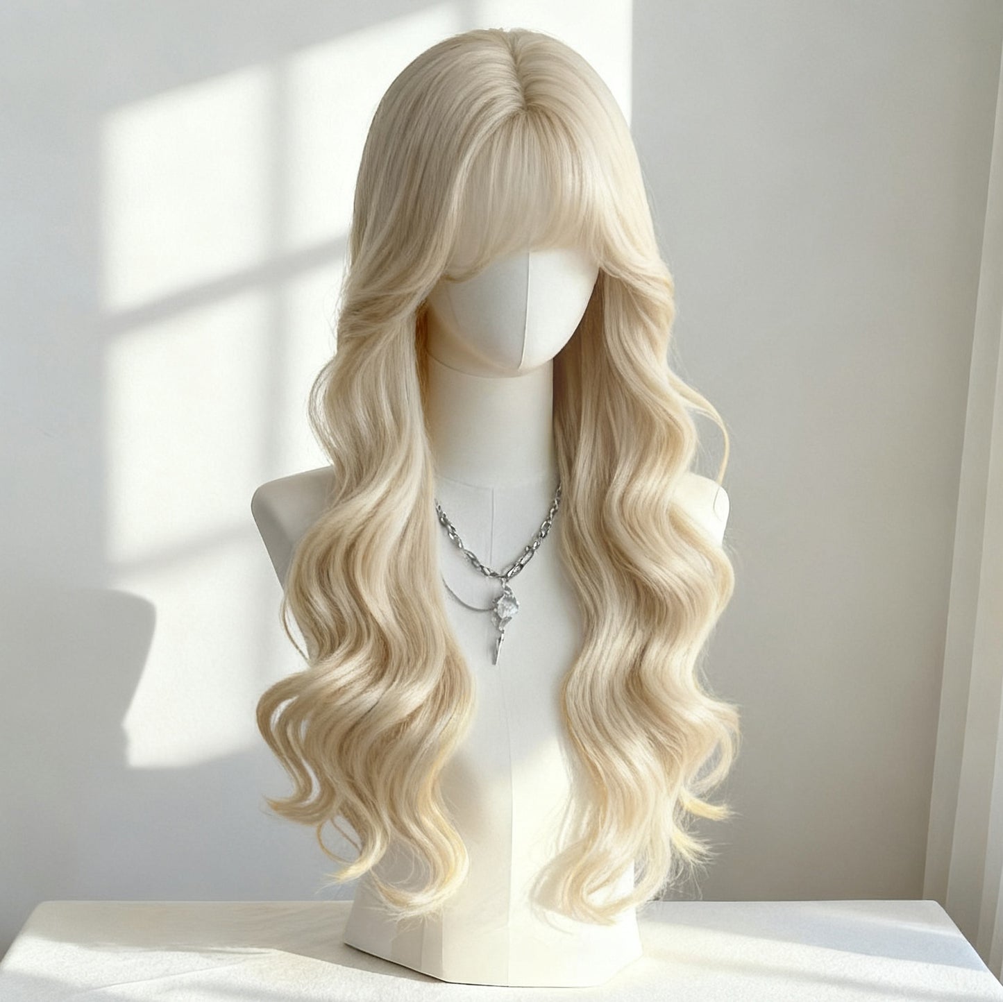 Natural Fluffy Fashion Seamless Mid-length Bangs Big Wave Wig Long Curls