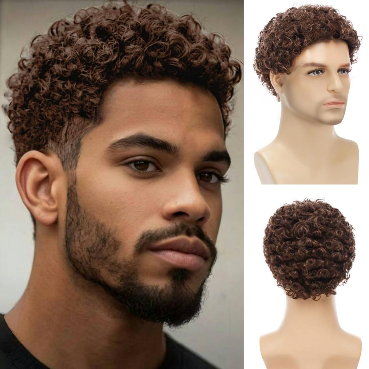 Men's Cover African Small Volume Fluffy Short Hair Realistic Men's Wig