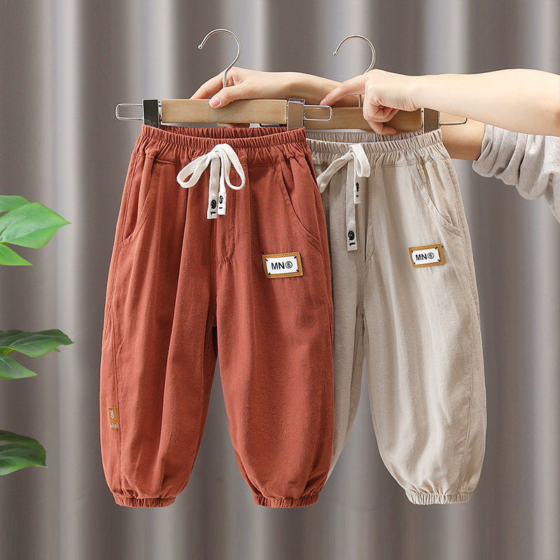 Children's Thin Casual Western Style Cotton Linen Loose Children's Pants
