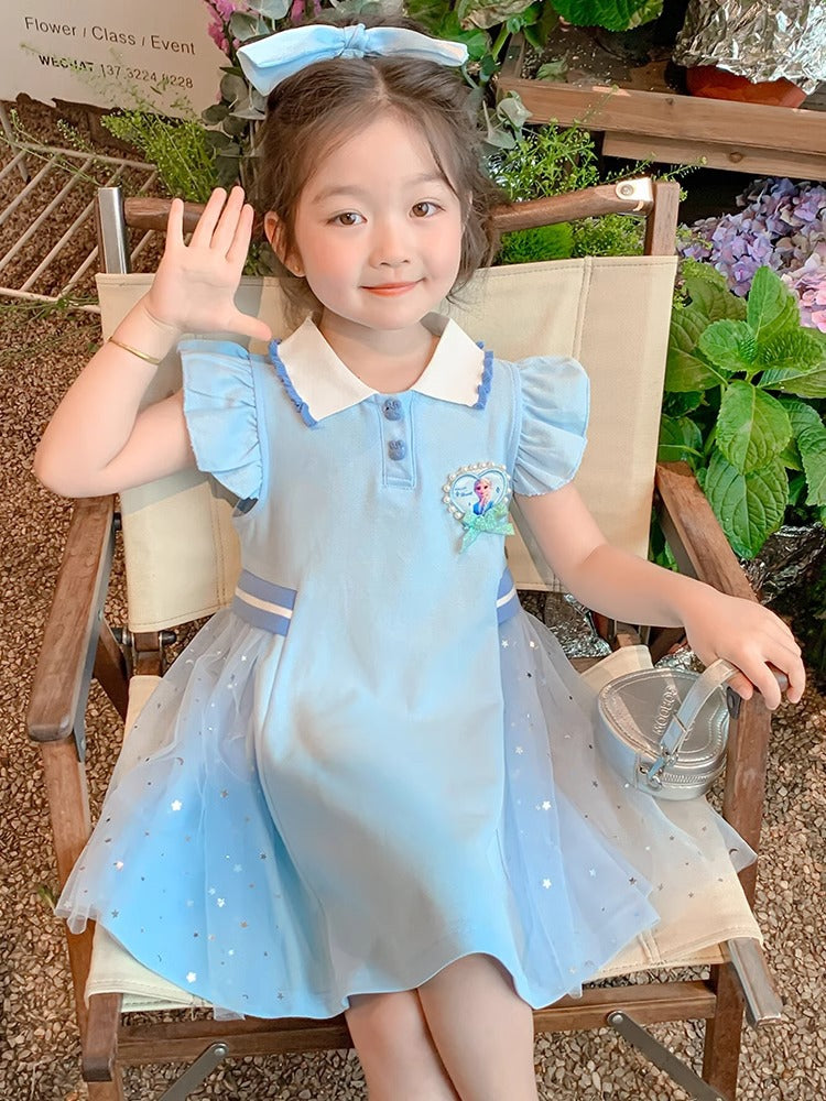 Children's Princess Summer Clothing Short-sleeved Preppy Style Children's Dress