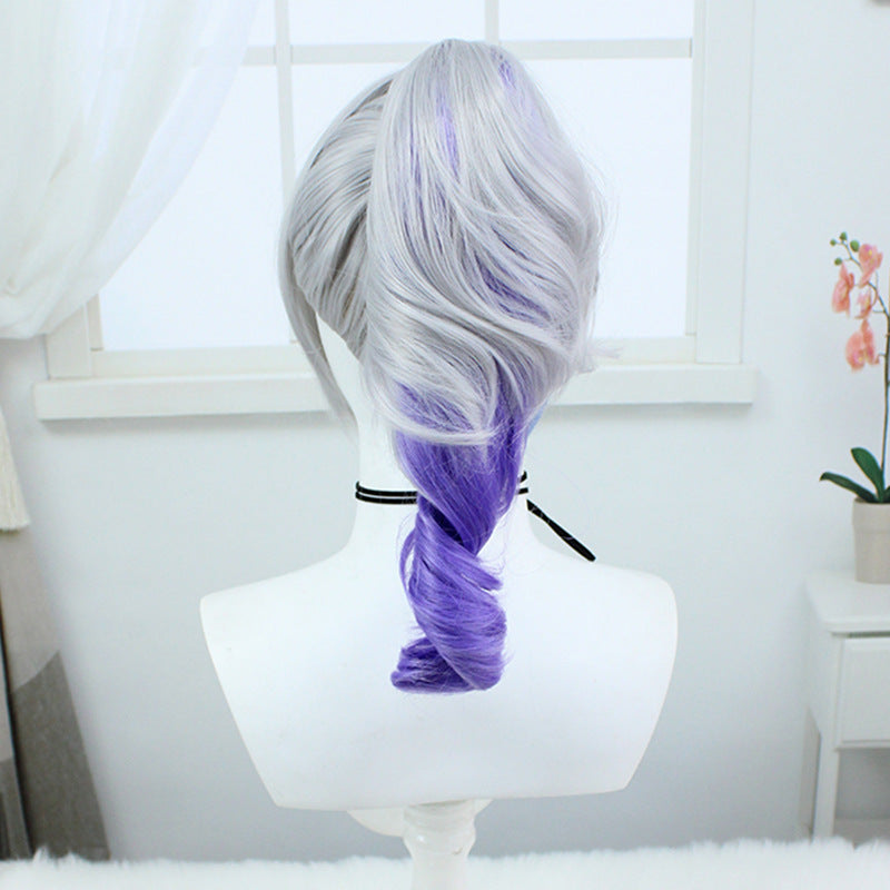 Beautiful Broken Star Dome Railway Simulation Scalp Highlight Blue Color Cos Wig