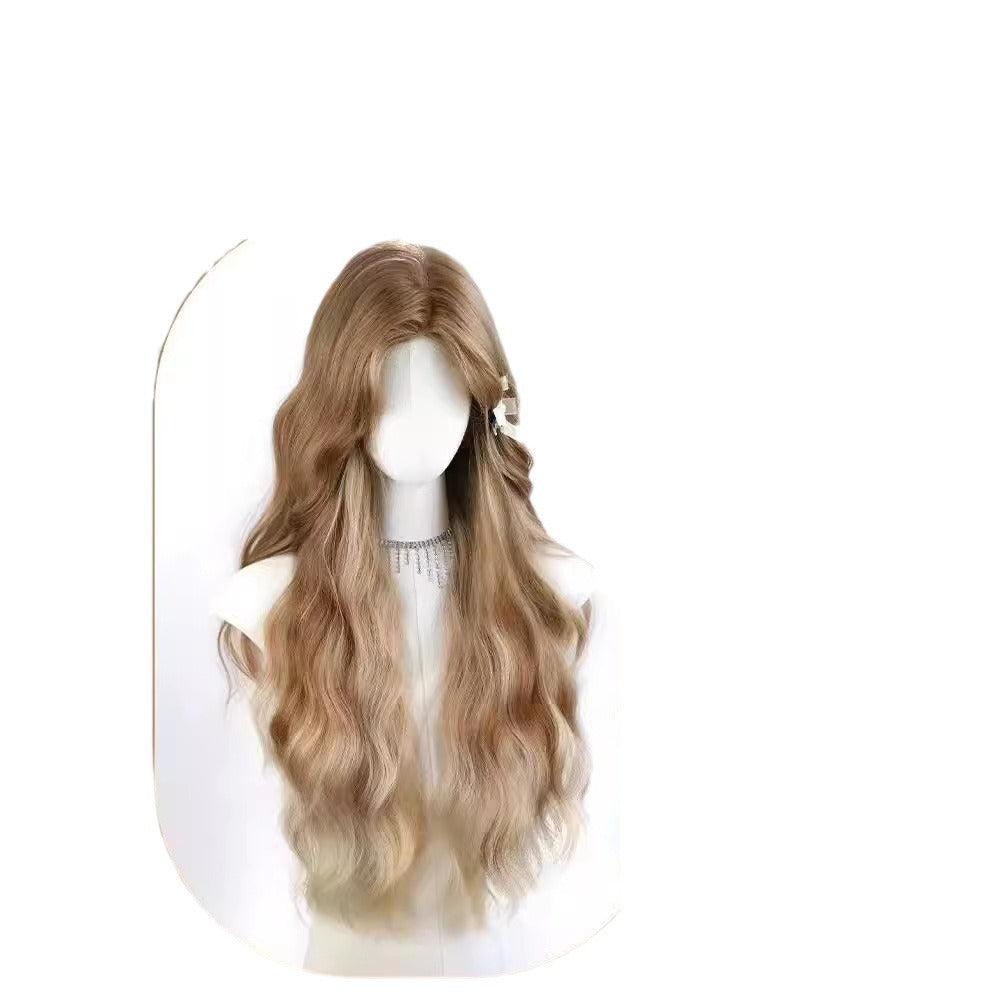 Younger Brother Brown Lace Female Straight Wig Long Curls