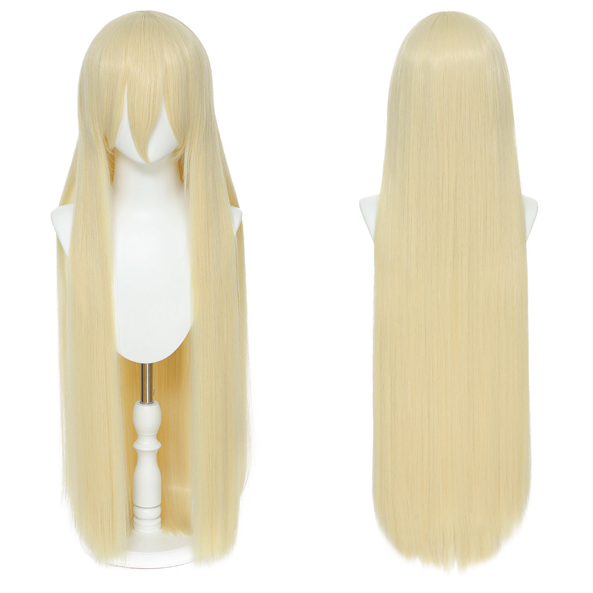 Long Straight Hair Hairpiece Blank Black White Cos Wig