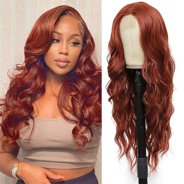 Women's Mixed Color Big Wave Roll Gradient Wig Long Curls