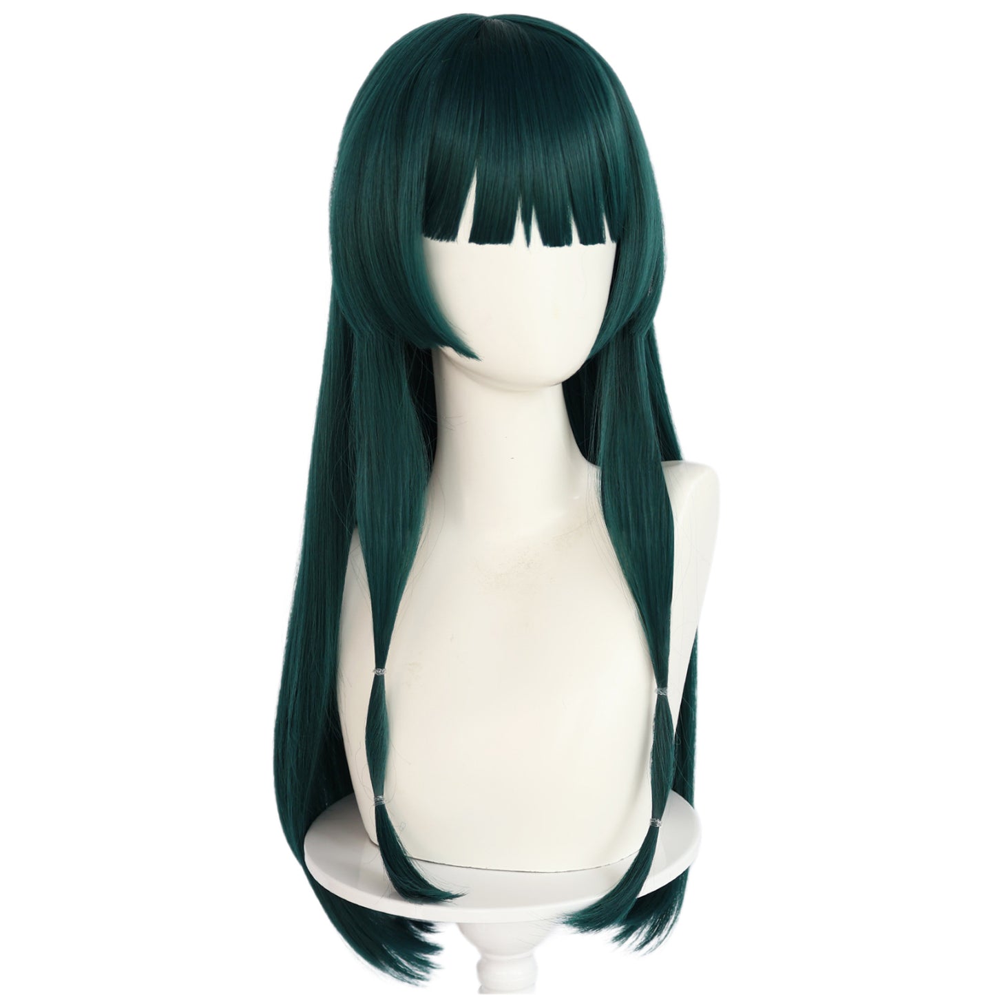 Whispering Second Cat Dark Green Simulation Scalp Long Straight Cos Wig